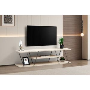 TV stolík Canaz - Black, Travertine vyobraziť