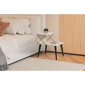 Nočný stolík Cross - Black, Travertine vyobraziť