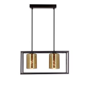 Závesná lampa LURI 2x40W E27 čierna so zlatými tienidlami, moderné stropné svietidlo do obývačky a kuchyne, loftový štýl, elegantný minimalizmus vyobraziť