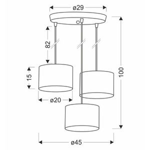 Závesná lampa PANDY čierna doska 3x40W E27 tienidlo sivá+zlatá vyobraziť