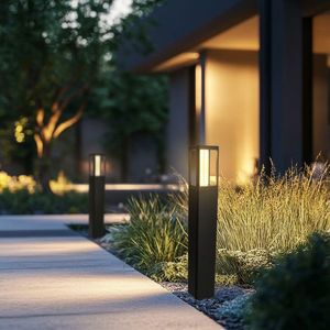 Záhradná LED lampa CROCUS – čierny stĺp 2x6W IP65 – moderné osvetlenie záhradných chodníkov vyobraziť