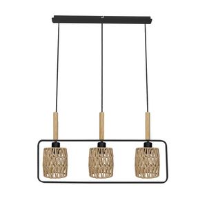 Závesná lampa Crown, čierna, 3x40W, E27, béžové tienidlo vyobraziť