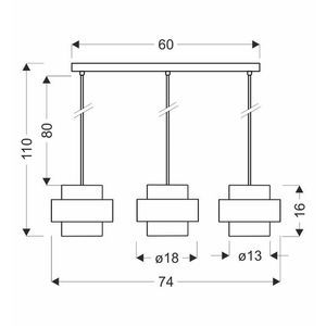 Závesná lampa Spiega čierna+mosadz 3x60W E27 dymové tienidlo vyobraziť