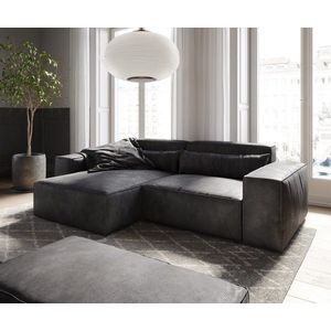 Sirpio D rohová pohovka 250x155 cm imitácia kože antracit vintage vyobraziť