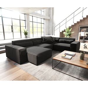 Pohovka v tvare U Sirpio D 330x240 cm mikrovláknová čierna variabilná vyobraziť