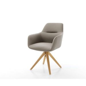 Jedálenská stolička Pejo-Flex pravá koža tmavobéžová drevená podstava vyobraziť