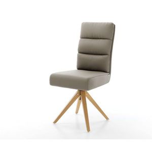 Jedálenská stolička Pela-Flex pravá koža tmavobéžová drevená podstava vyobraziť