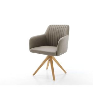 Jedálenská stolička Greg-Flex pravá koža tmavobéžová drevená podstava vyobraziť