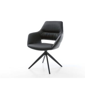 Otočná jedálenská stolička Yago-Flex s opierkami pravá koža čierna vyobraziť