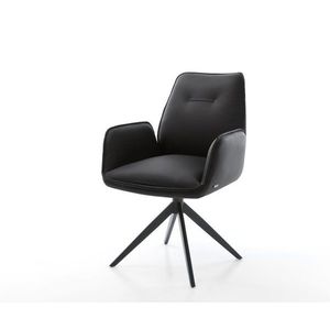 Otočná jedálenská stolička Zoa-Flex pravá koža čierna krížová podstava vyobraziť