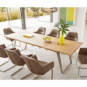 Jedálenský stôl Edge 260x100x2, 5 dub prírodný nerezová oceľ skosený vyobraziť