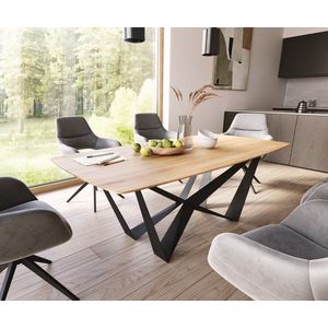 Jedálenský stôl Edge oválny 200x100x2, 5-3 dub prírodný Spider plochá vyobraziť