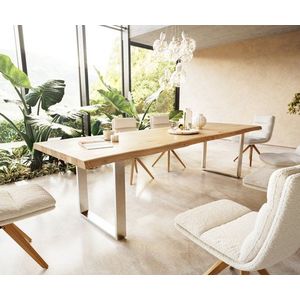 Jedálenský stôl Edge 300x100 dub prírodný nerezová oceľ úzky Live-Edge vyobraziť