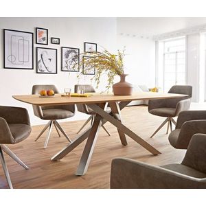 Jedálenský stôl Edge zaoblený tvar 200x100x2, 5-3 dub prírodný krížová vyobraziť