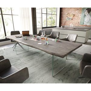 Jedálenský stôl Edge 260x100 akácia platinové sklo Live-Edge vyobraziť