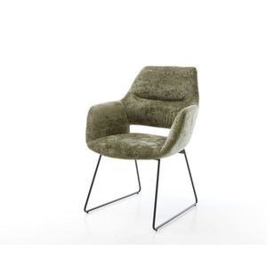 Yago-Flex jedálenská stolička s podrúčkami šenilová olivová podnož vyobraziť