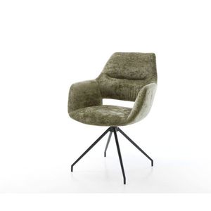 Jedálenská stolička Yago-Flex s podrúčkami šenilová olivová krížová vyobraziť