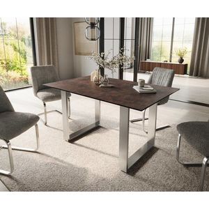 Jedálenský stôl Edge 140x90 sklo antická hnedá nerezová oceľ úzky vyobraziť