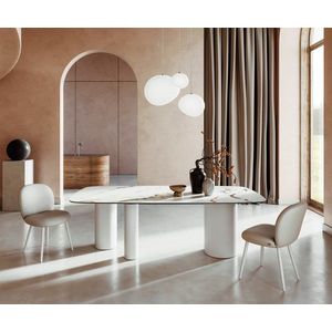 Jedálenský stôl Edge Boot 240x120 keramický Calacatta Luxe biely vyobraziť