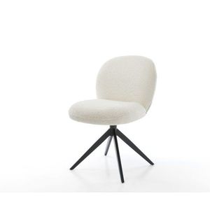 Otočná stolička Nube-Flex Bouclé Biely krížový rám široký čierny 360° vyobraziť