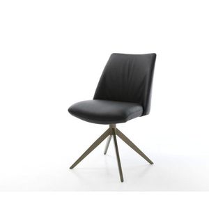 Otočná stolička Elso-Flex Pravá koža Čierny krížový rám so širokou vyobraziť