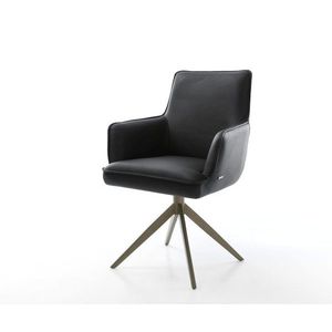 Otočná stolička Heira-Flex s podrúčkami Pravá koža Čierny krížový rám vyobraziť