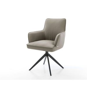 Otočná stolička Heira-Flex s podrúčkami pravá koža blatový krížový rám vyobraziť