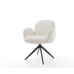 Otočná stolička Nube-Flex s podrúčkami Bouclé biely krížový rám široký vyobraziť