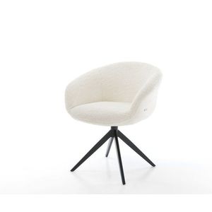 Otočná stolička Vinka-Flex s podrúčkami Bouclé biela Krížový rám vyobraziť