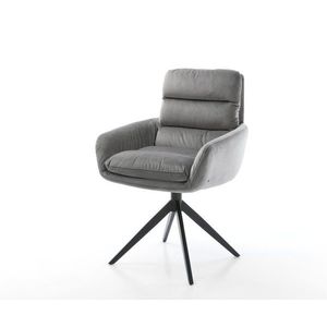 Abelia-Flex jedálenská stolička s podrúčkami zamatová sivá krížová vyobraziť