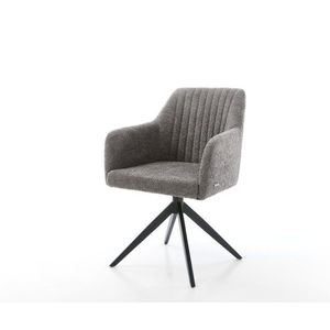 Jedálenská stolička Greg-Flex bouclé sivá krížová podnož široká čierna vyobraziť