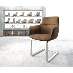 Jídelní židle Pejo-Flex hnědá vintage konzolová podnož z nerezové vyobraziť