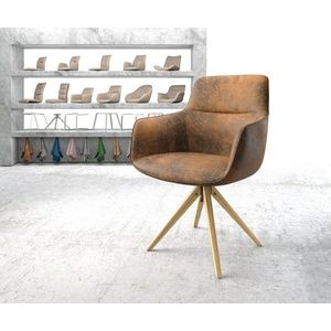 Otočná židle Pejo-Flex Hnědá Vintage z mikrovlákna Dřevěný rám hranatý vyobraziť