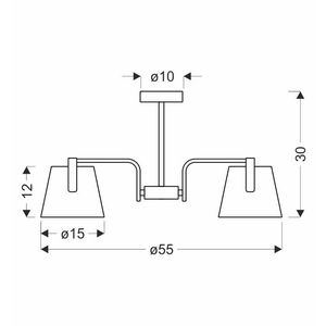 Stropné svietidlo Milbury, stropné svietidlo 3x40W E14, čierne kovové tienidlá na lampu, látkové žlté, moderné svietidlo, obývačka, spálňa, chodba vyobraziť