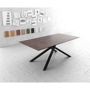 Jedálenský stôl Edge 200x100 sklenený vintage hnedý krížová podstava vyobraziť