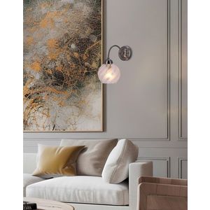 Nástenná lampa Baida, saténové nástenné svietidlo, matné priehľadné tienidlo vyobraziť