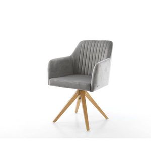 Otočná stolička Greg-Flex sivá zamatová drevená základňa štvorcová vyobraziť