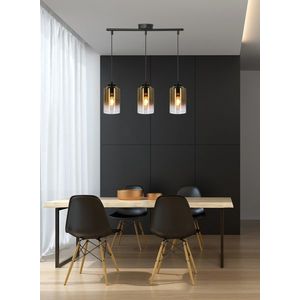 Závesná lampa Aspra čierna 3x60W e27 jantárové tienidlo vyobraziť