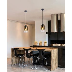 Závesná lampa Aspra čierna 1x60W e27 jantárové tienidlo vyobraziť