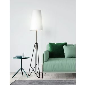 Stojaca lampa TAFLO čierno-zlatá 1xE27 tienidlo biele vyobraziť