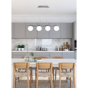 Závesná lampa chróm/biela guľa 4 Ramon vyobraziť