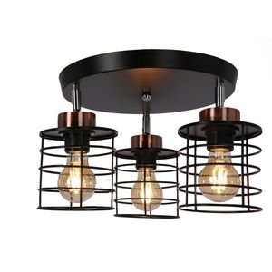 Stropné svietidlo čierne/zlaté, 3xE27, guľa vyobraziť