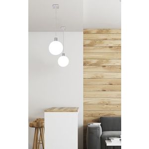 Závesná lampa s bielym tienidlom na guľu 15 cm Oden vyobraziť