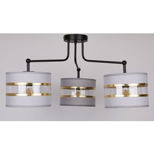 Stropná lampa čierna 3xE27 tienidlo biela + zlatá Andy vyobraziť