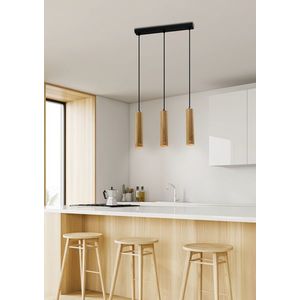 Čierna/drevená závesná lampa 3x25W Tubo vyobraziť