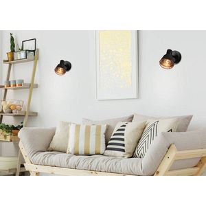 Nástenná lampa s čiernym tienidlom, medená, E14 40W Neria vyobraziť