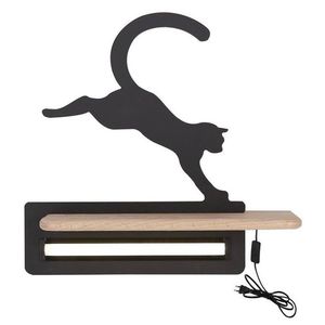 Nástenná policová LED lampa Cat Kids čierna vyobraziť
