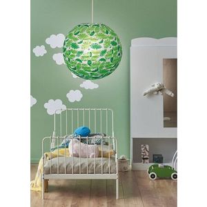Zelené papierové tienidlo na lampu s listami, guľa, 35 cm, Cocoon vyobraziť