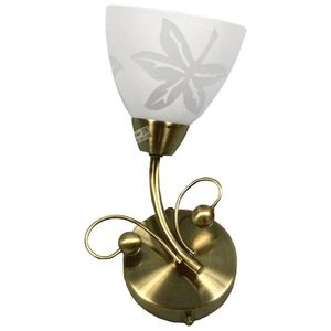 Patinovaná nástenná lampa, biele tienidlo so vzorom, 40W E14 Leila vyobraziť