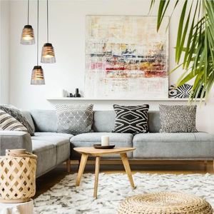 Závesná lampa, čierno-zlatá, sklenená, 3x60W, Fresno vyobraziť